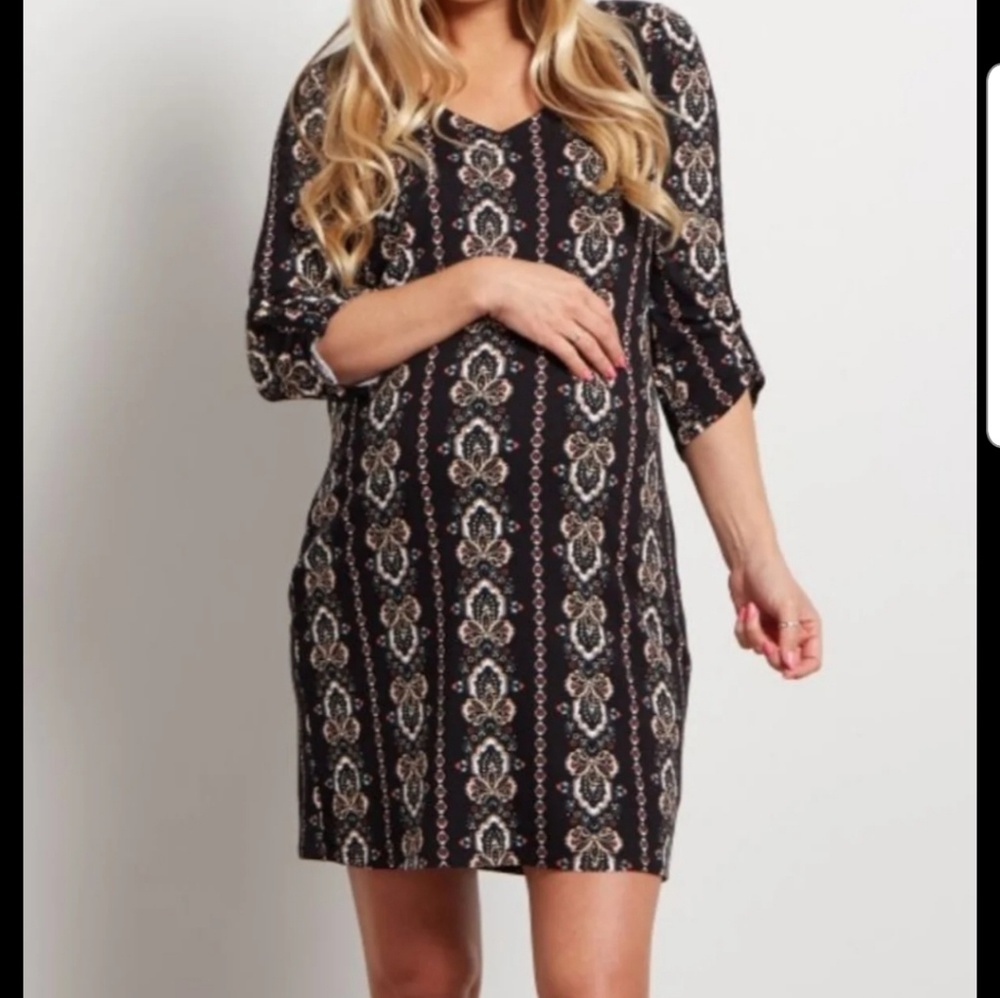Black Printed Maternity Dress